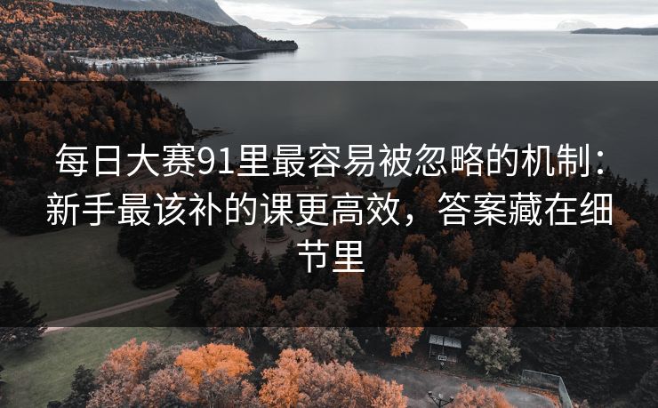 每日大赛91里最容易被忽略的机制：新手最该补的课更高效，答案藏在细节里
