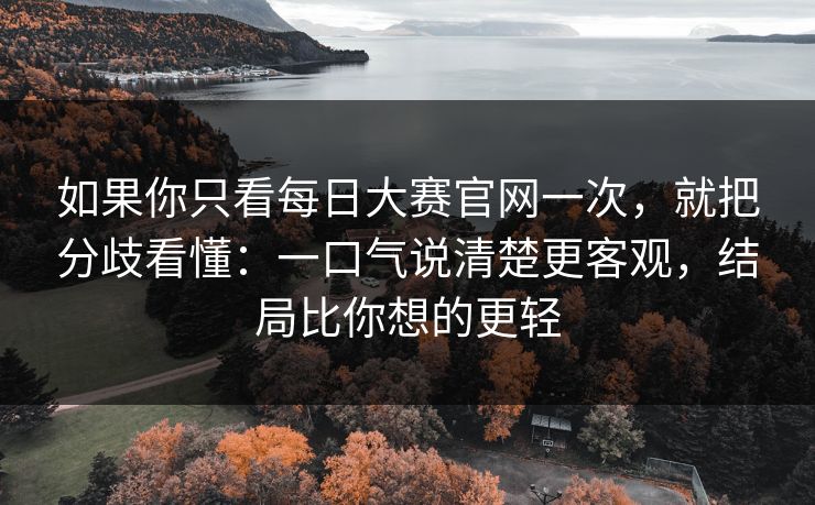 如果你只看每日大赛官网一次，就把分歧看懂：一口气说清楚更客观，结局比你想的更轻